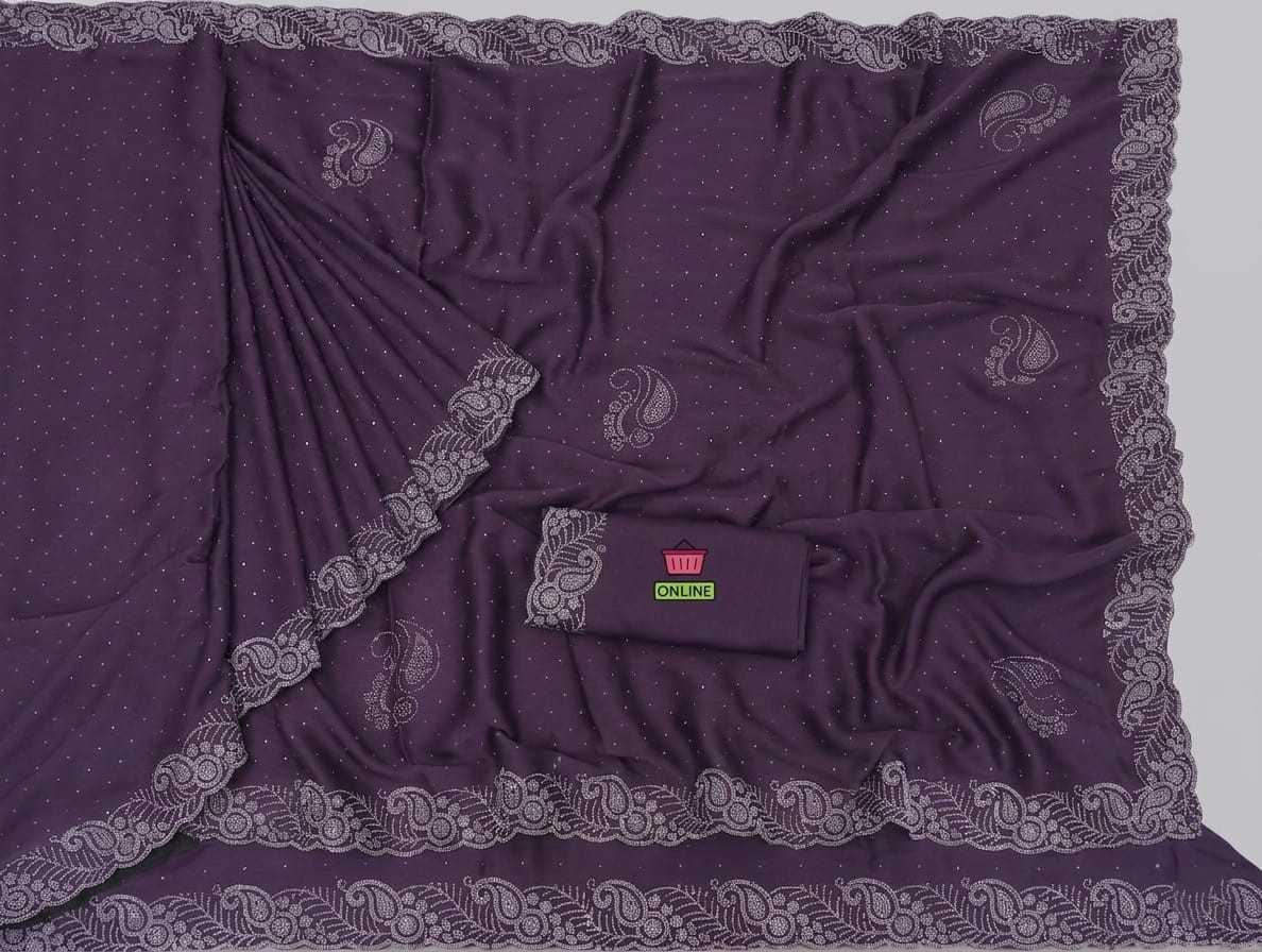 Chinon Designer Saree in Purple