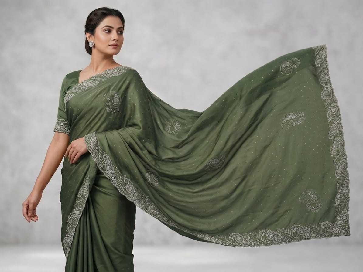 Chinon Designer Saree in Dark Wine