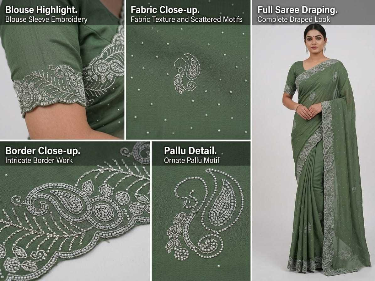 Chinon Designer Saree in Dark Wine