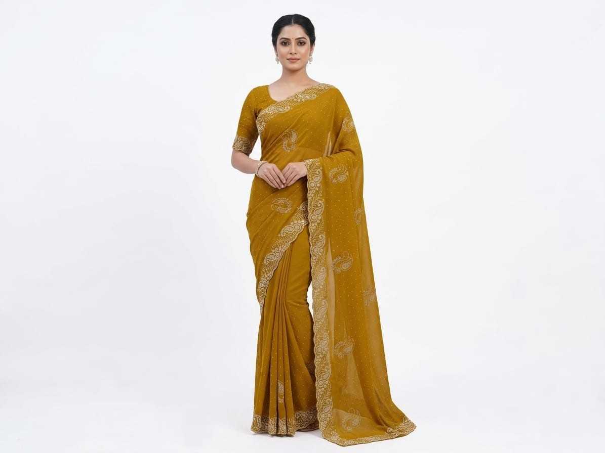 Chinon Designer Saree in Dark Wine
