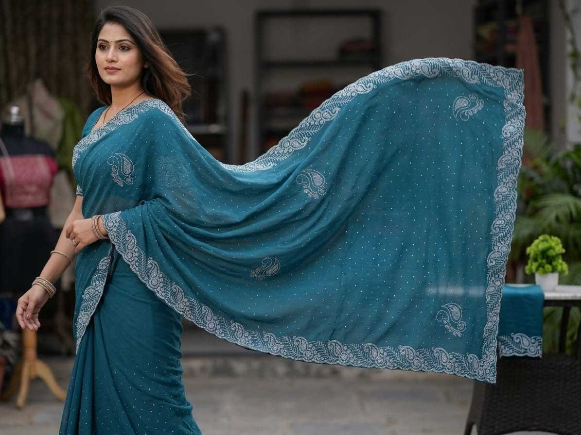 Chinon Designer Saree in Purple