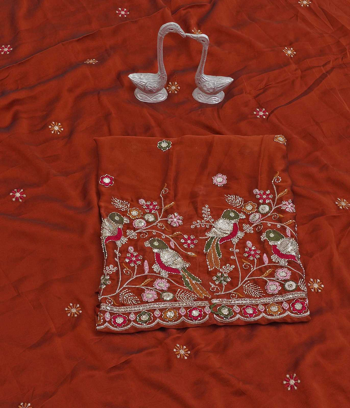 Rangoli Silk Sequence Saree in Red