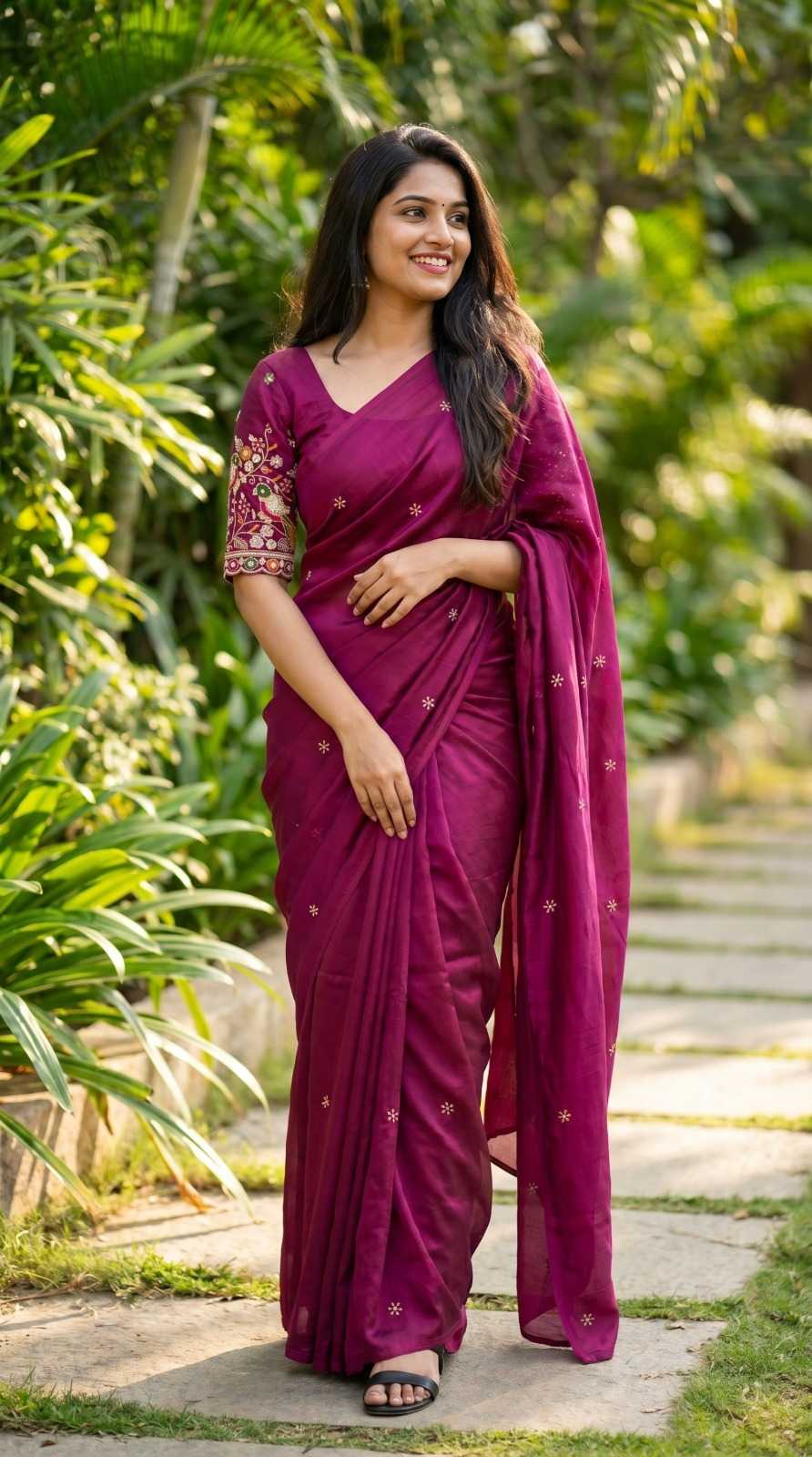 Rangoli Silk Sequence Saree in Red