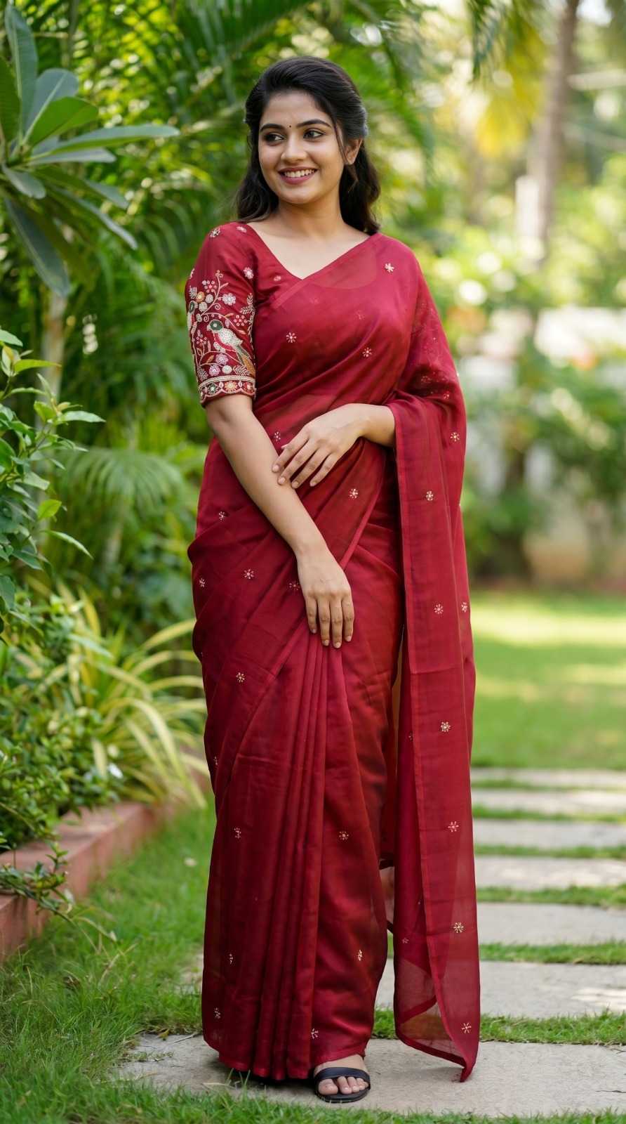 Rangoli Silk Sequence Saree in Red