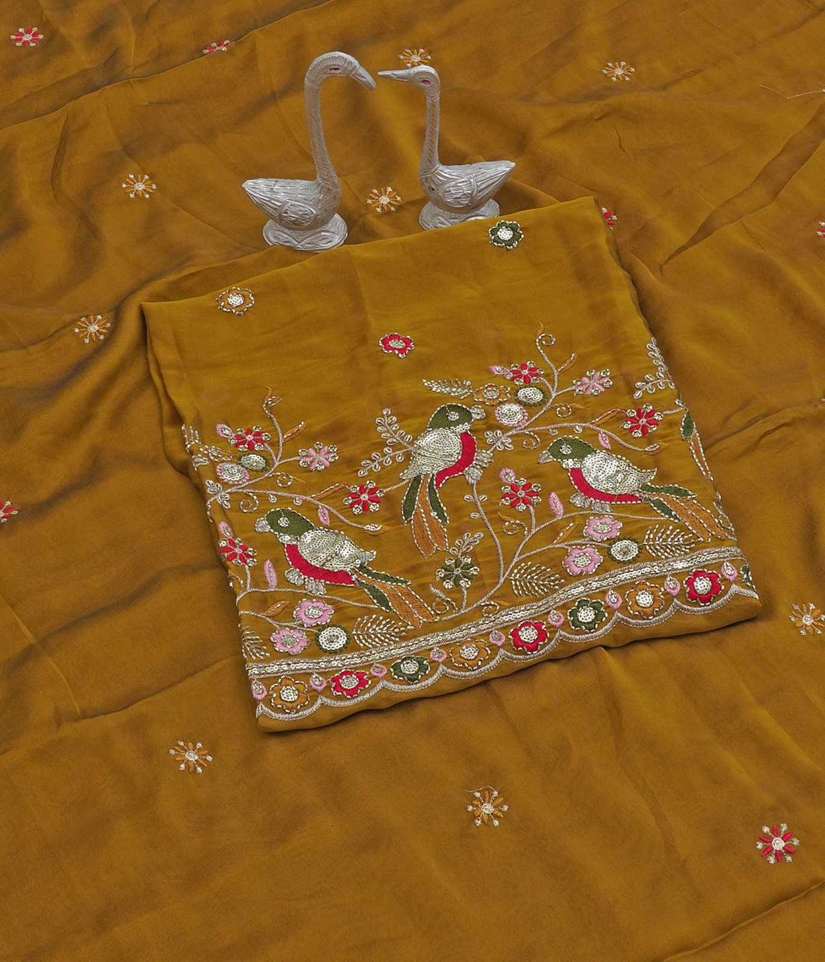 Rangoli Silk Sequence Saree in Red