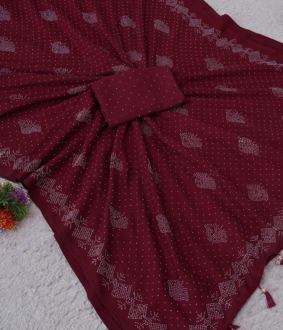 Vichitra Silk Designer Saree in Maroon