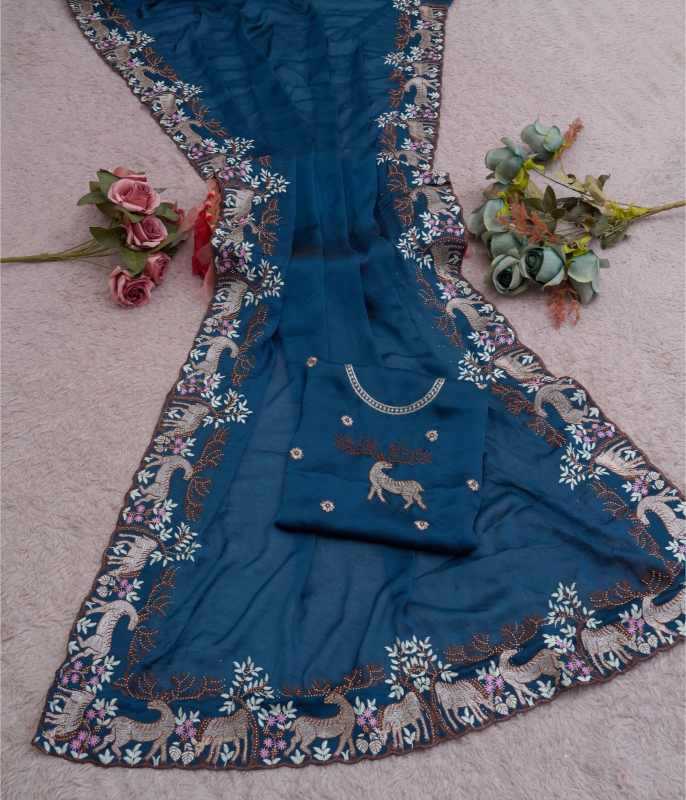 Rangoli Silk Designer Saree in Rani