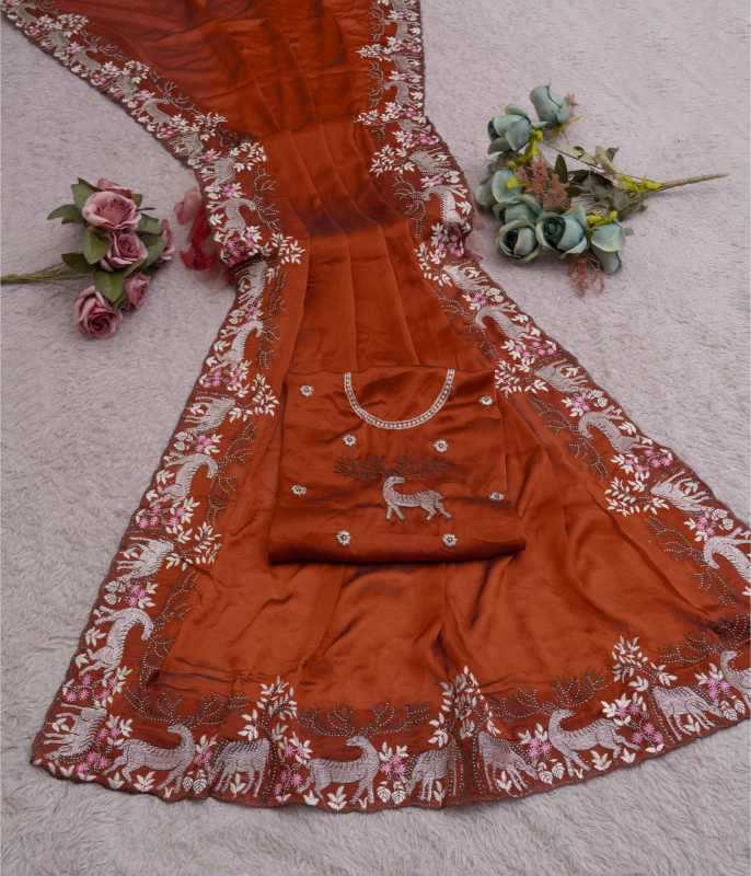 Rangoli Silk Designer Saree in Rani