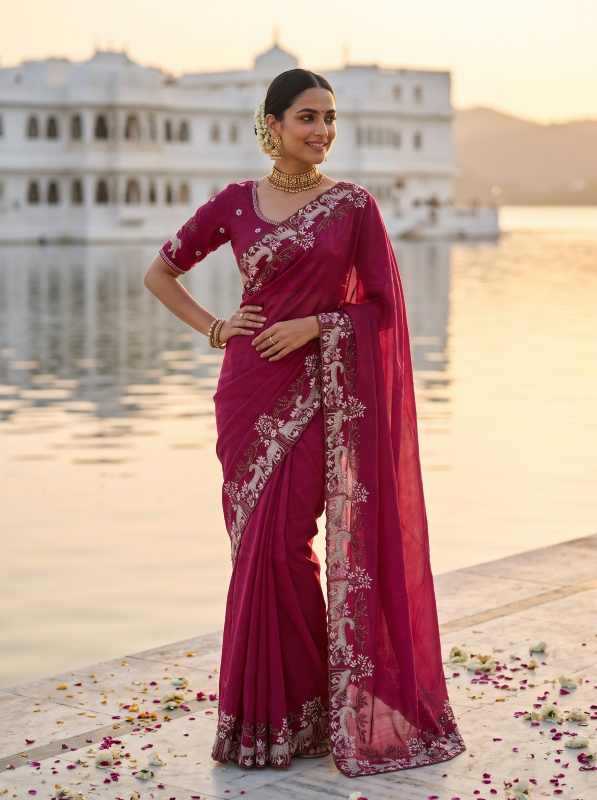 Rangoli Silk Designer Saree in Rani