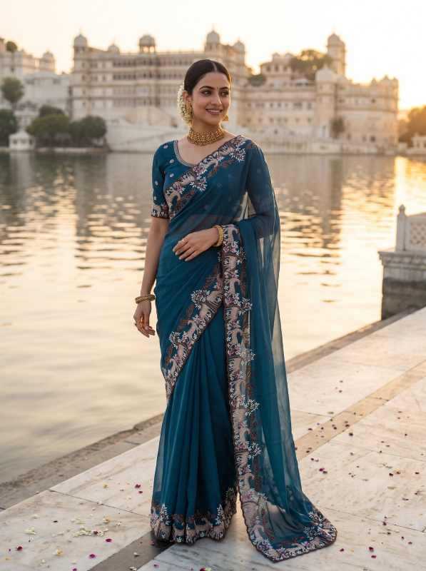 Rangoli Silk Designer Saree in Rani