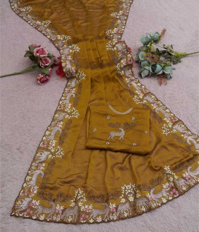 Rangoli Silk Designer Saree in Rani