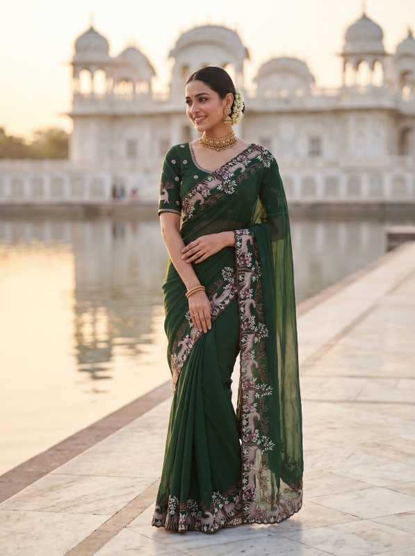 Rangoli Silk Designer Saree in Rani