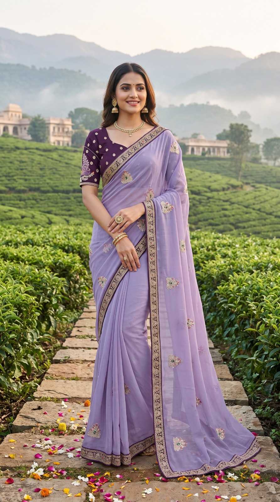Rangoli Silk Designer Saree in Lavender
