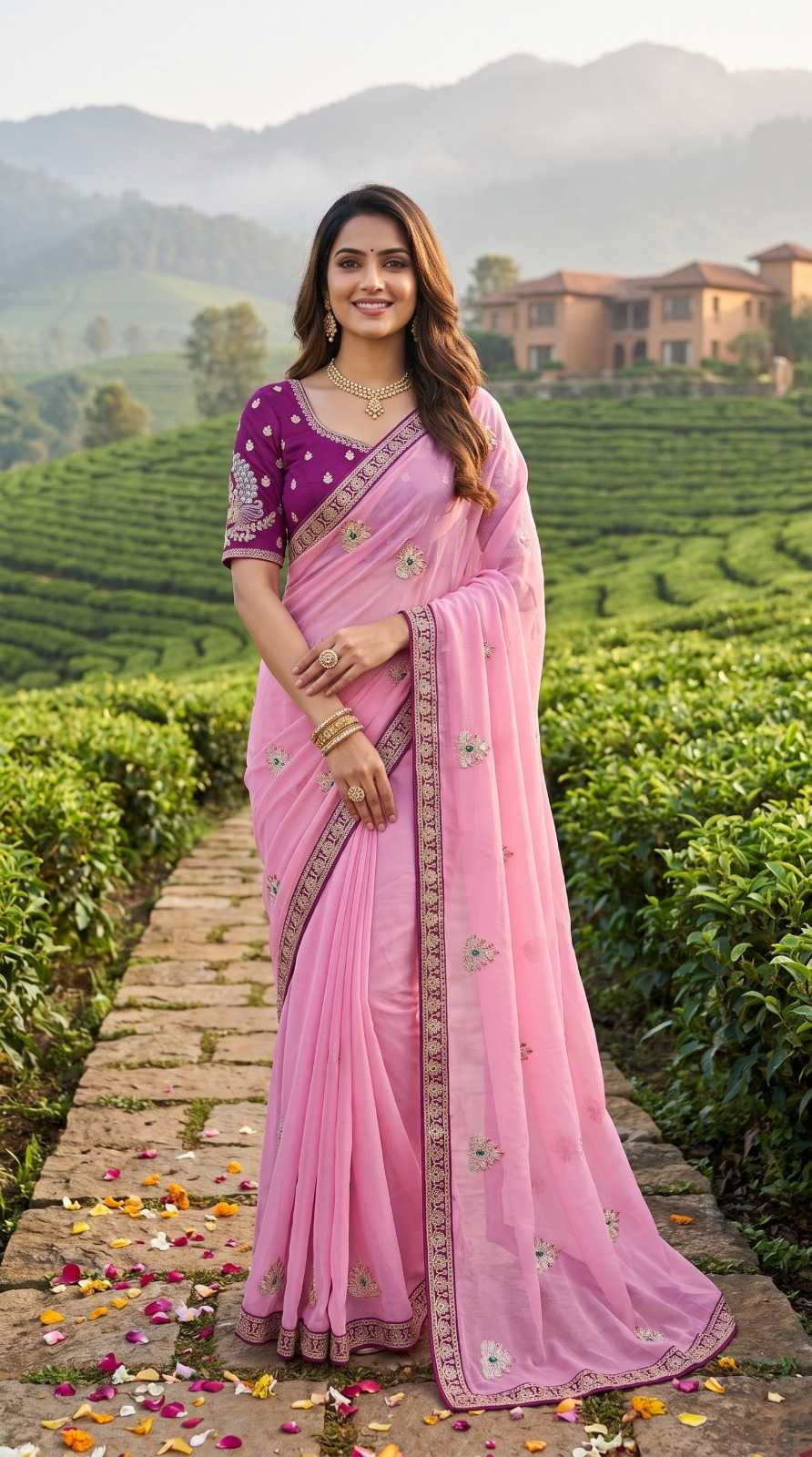 Rangoli Silk Sequence Saree in Lavender