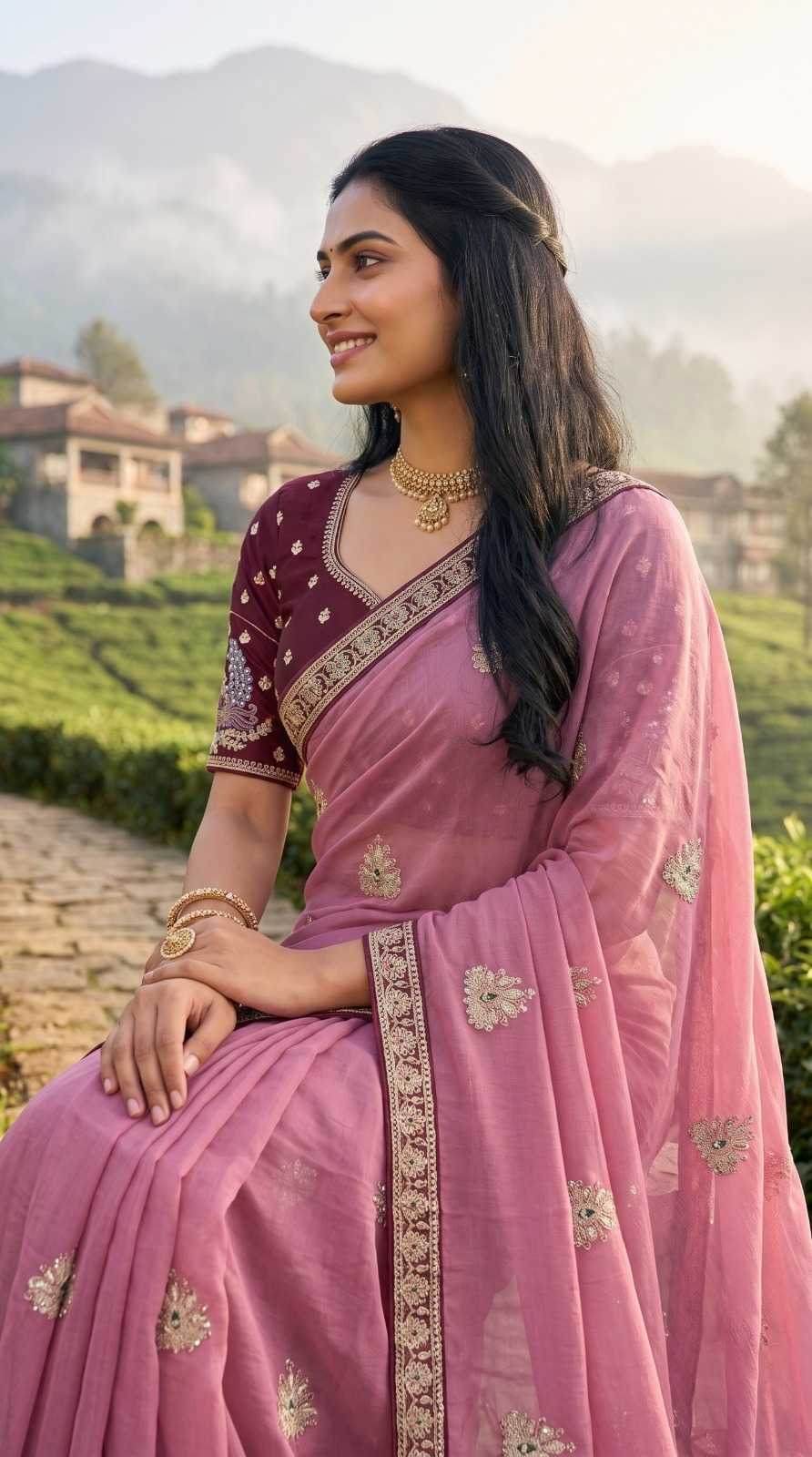 Rangoli Silk Sequence Saree in Lavender