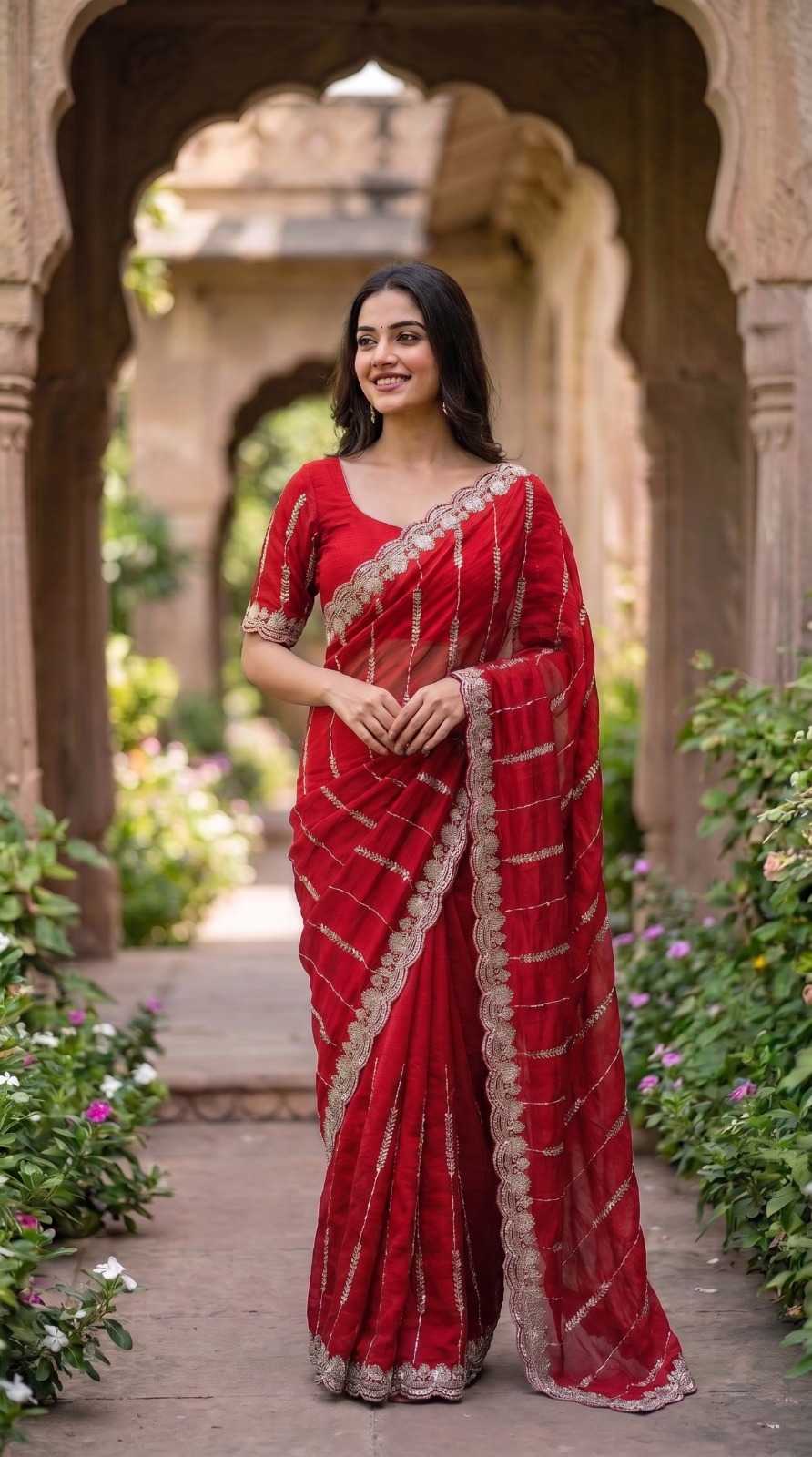 Satin Sequence Saree in Peacock Blue