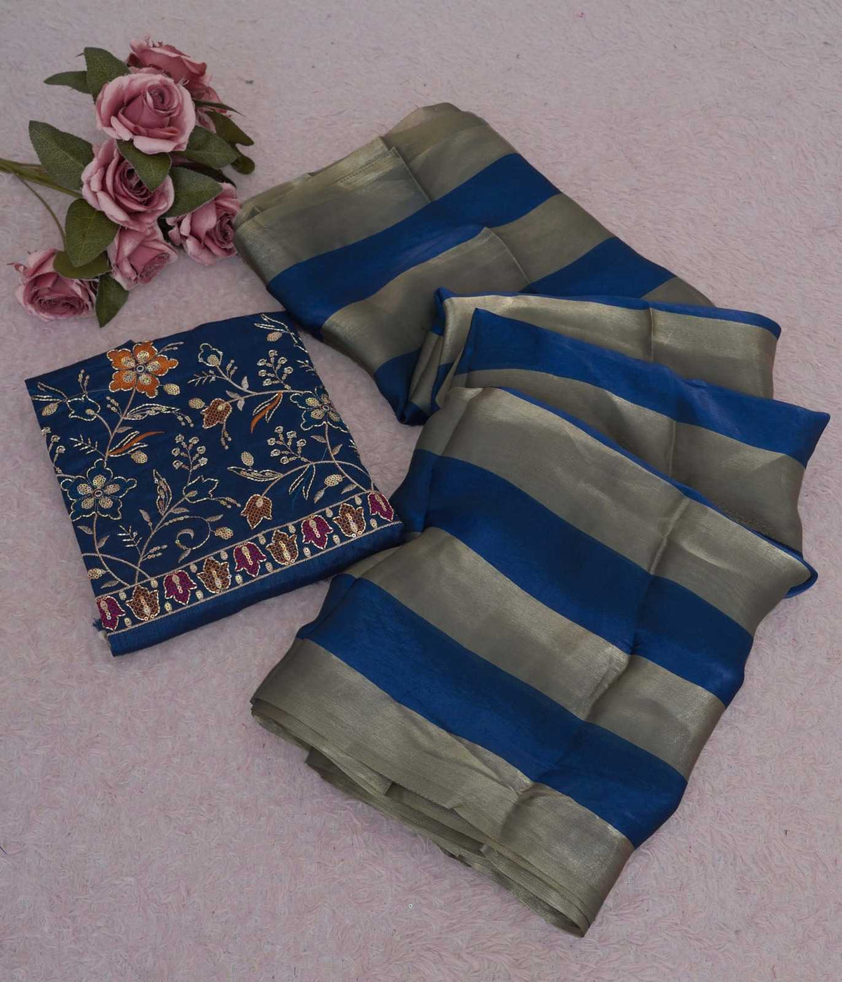 Chiffon Sequence Saree in Wine