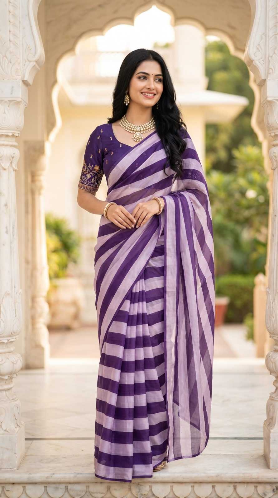 Chiffon Sequence Saree in Wine