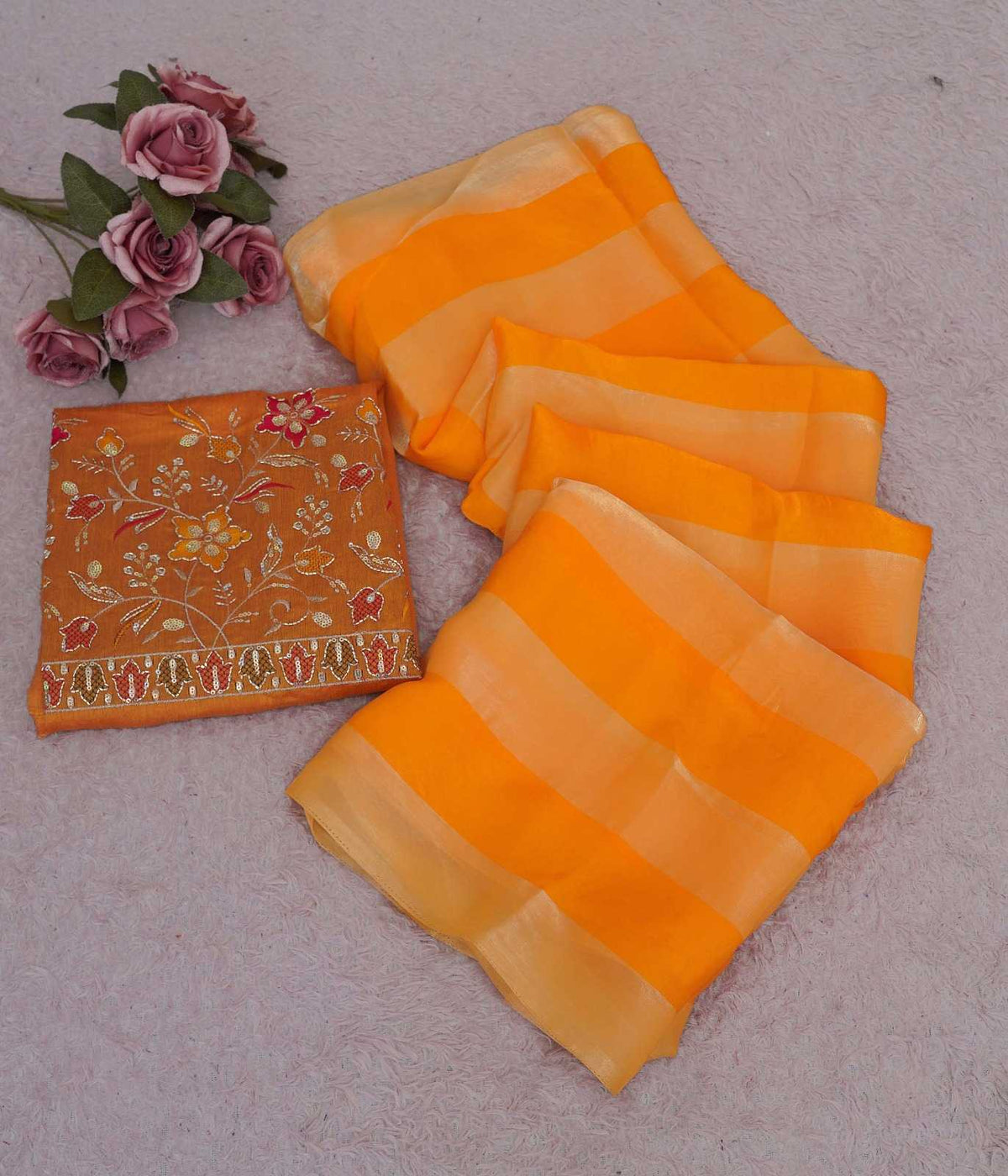 Chiffon Sequence Saree in Wine