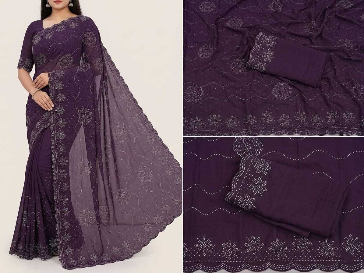 Soft Vichitra Designer Saree in Morpich