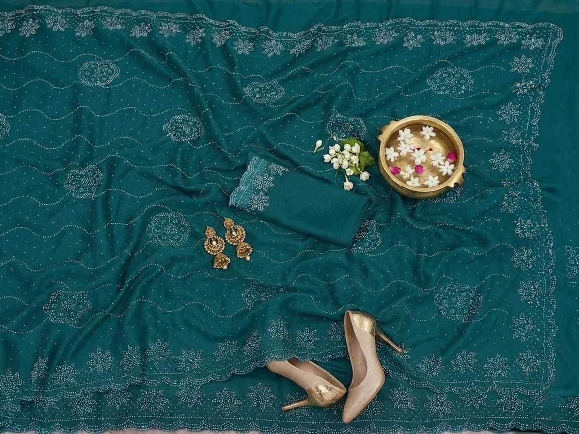 Soft Vichitra Designer Saree in Morpich