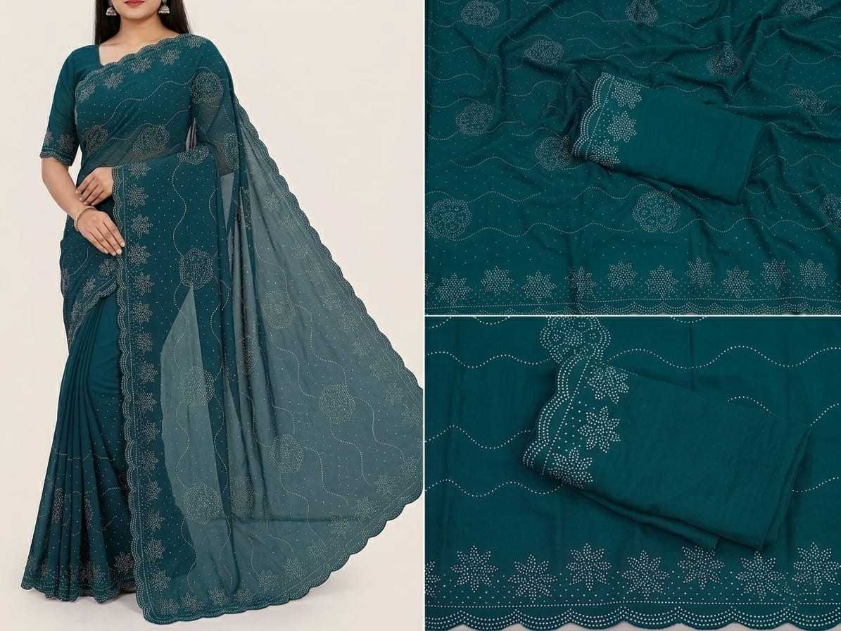 Soft Vichitra Designer Saree in Morpich