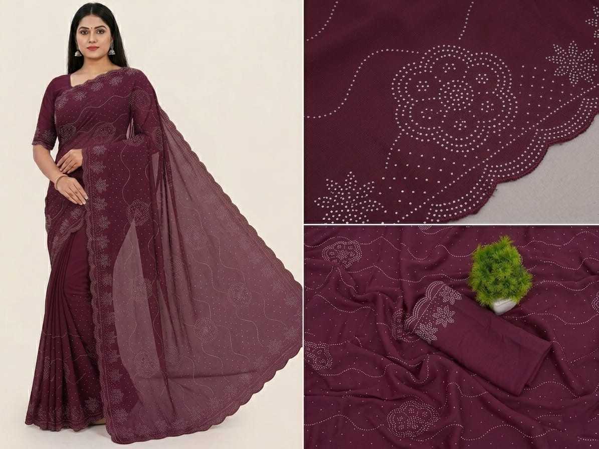 Soft Vichitra Designer Saree in Morpich
