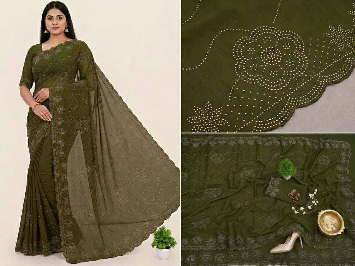Soft Vichitra Designer Saree in Morpich