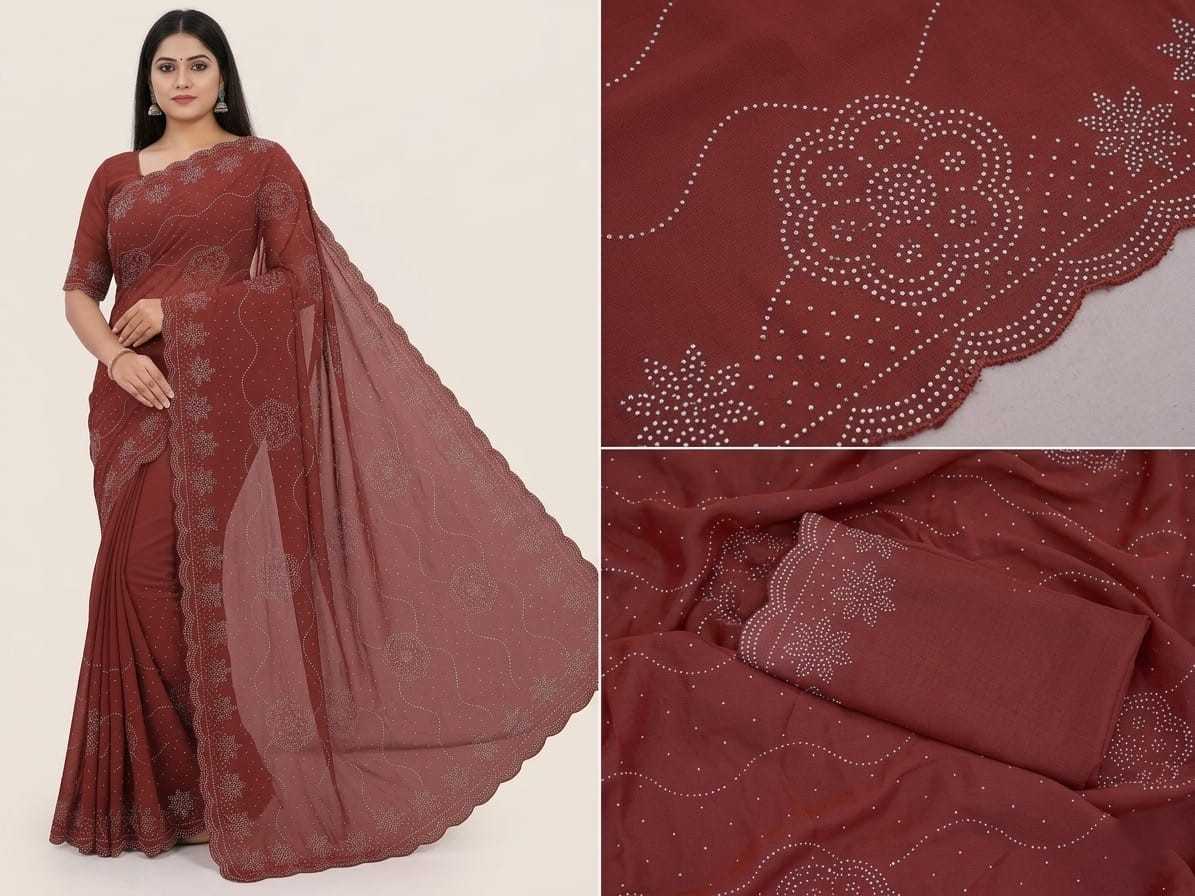Soft Vichitra Designer Saree in Morpich