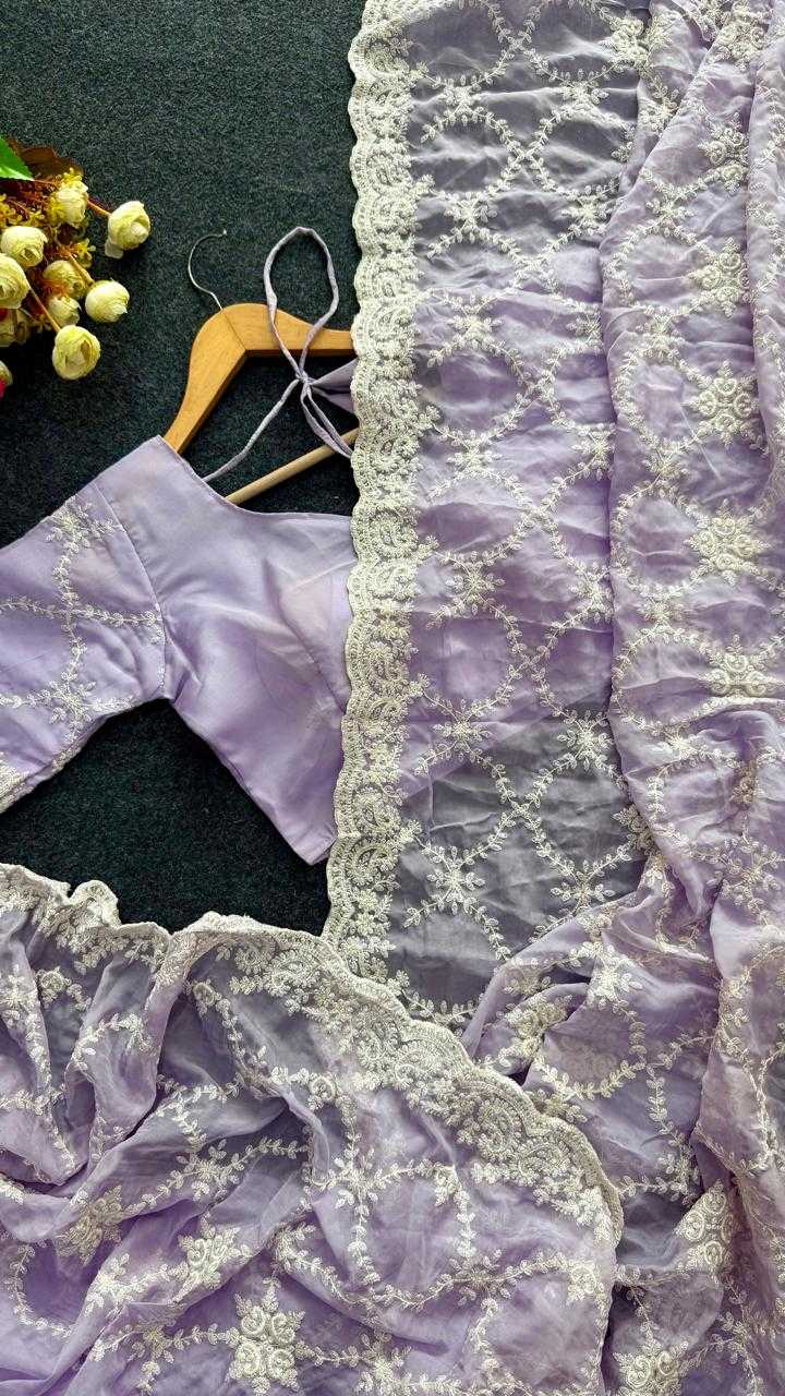 Organza Saree in Sky