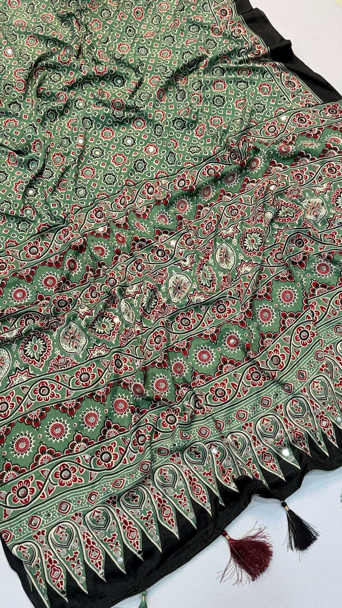 Satin Ajrakh Saree