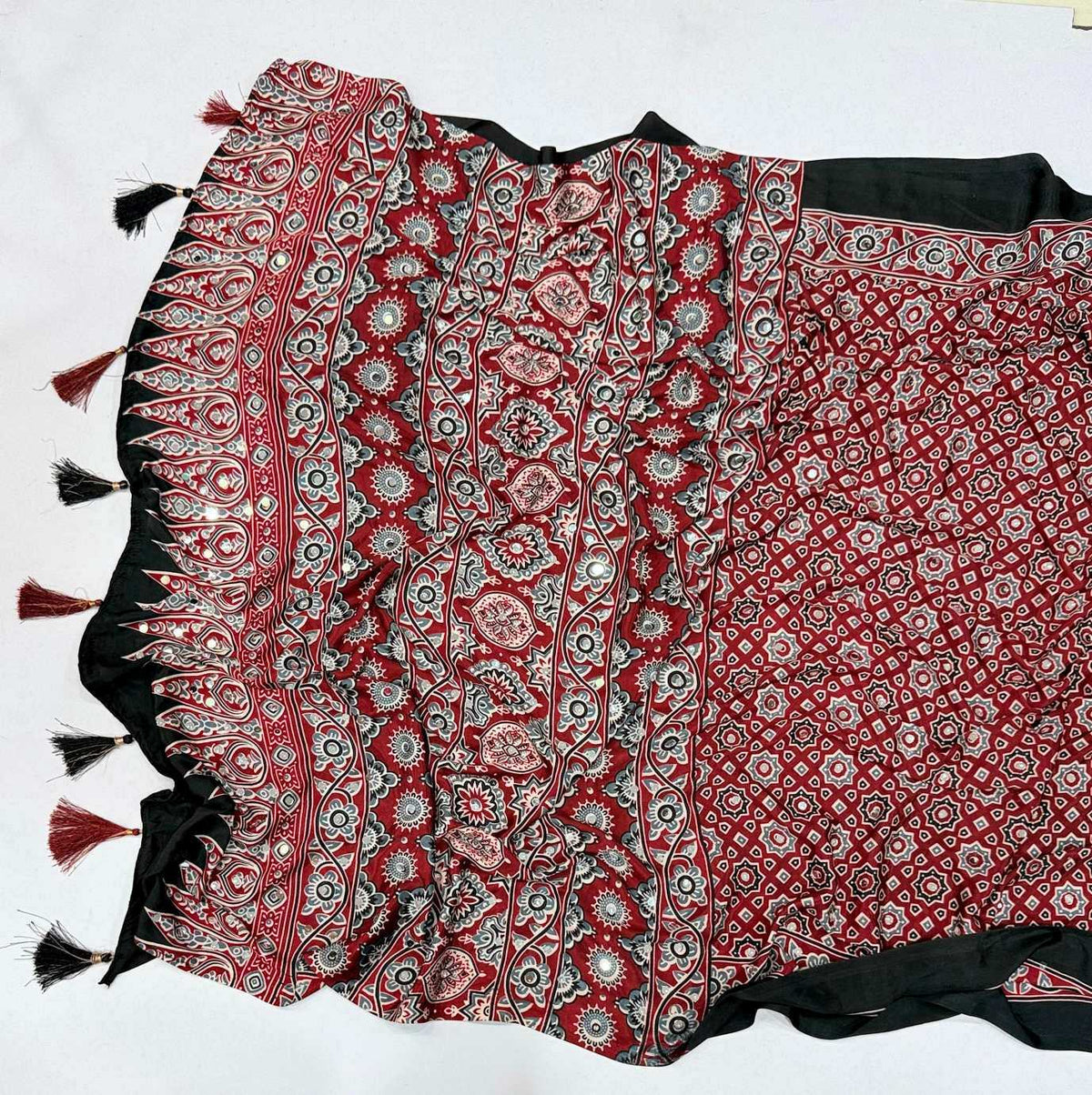 Satin Ajrakh Saree
