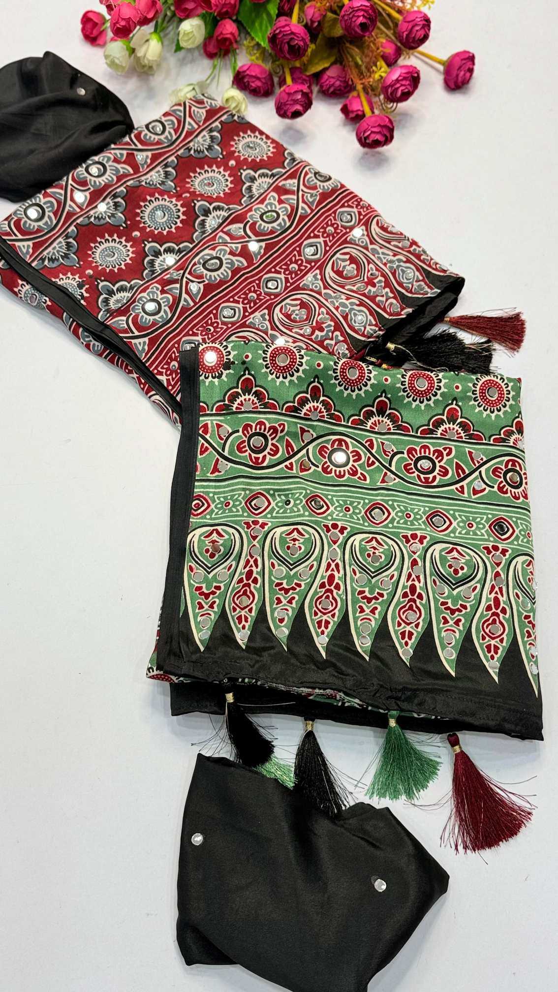 Satin Ajrakh Saree