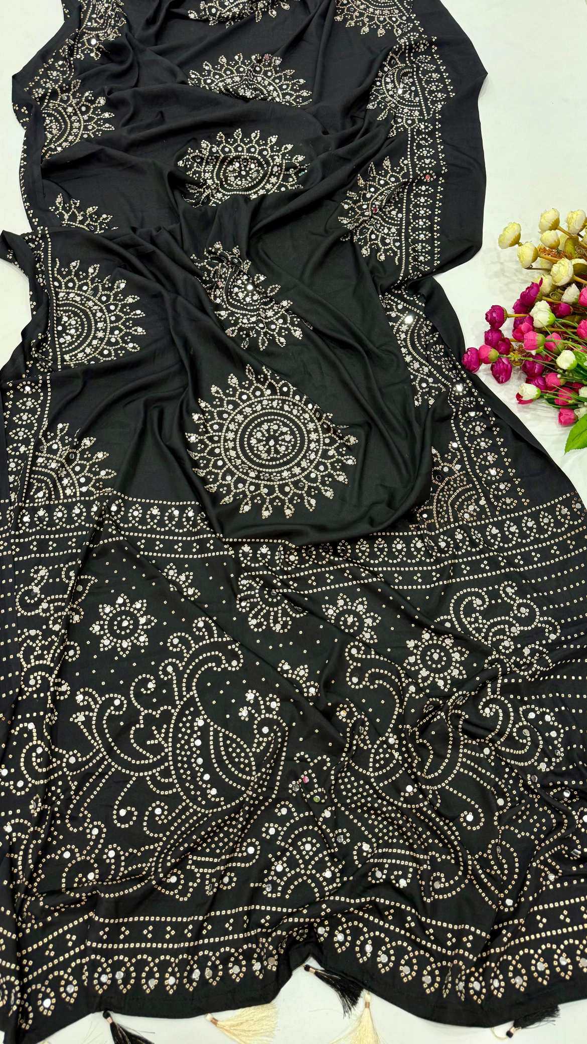 Satin Ajrakh Saree