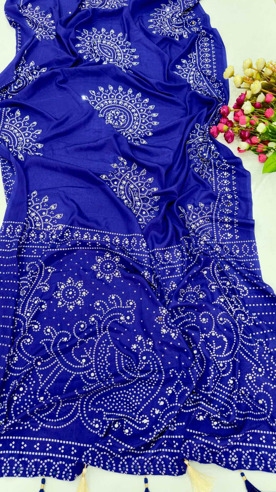 Satin Ajrakh Saree
