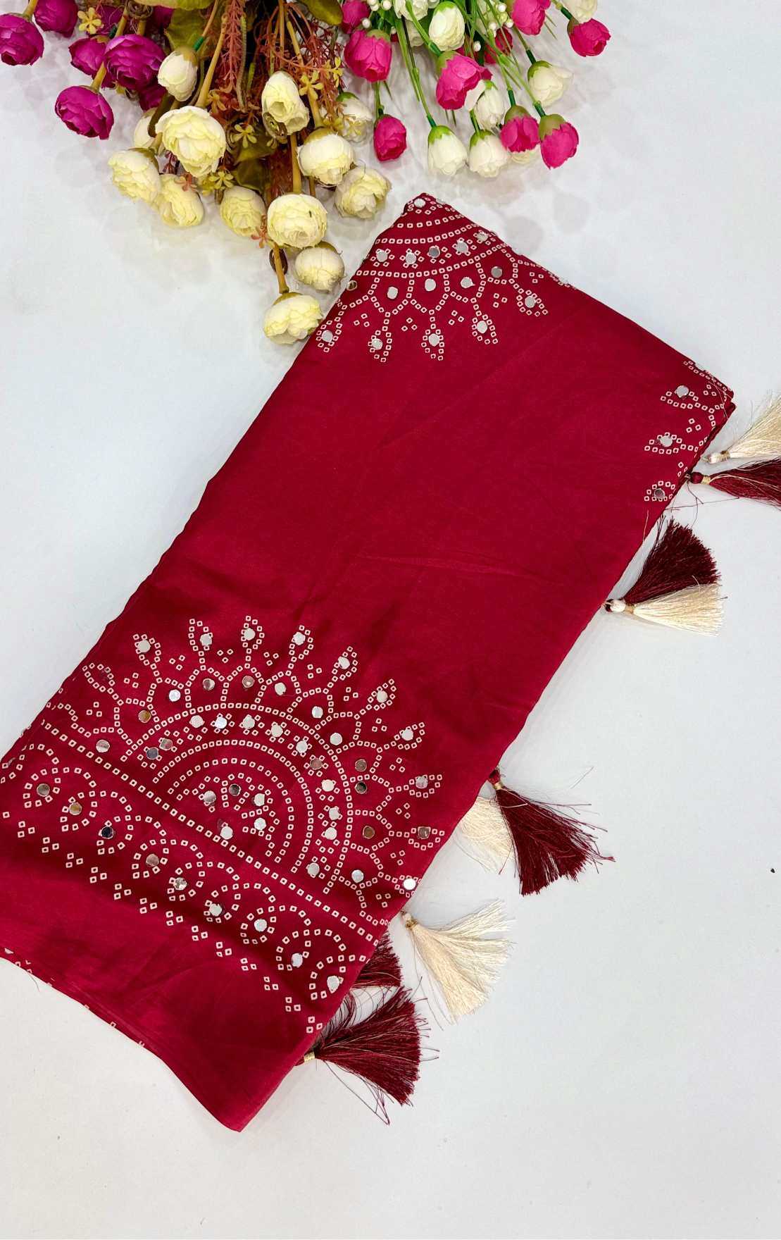 Satin Ajrakh Saree