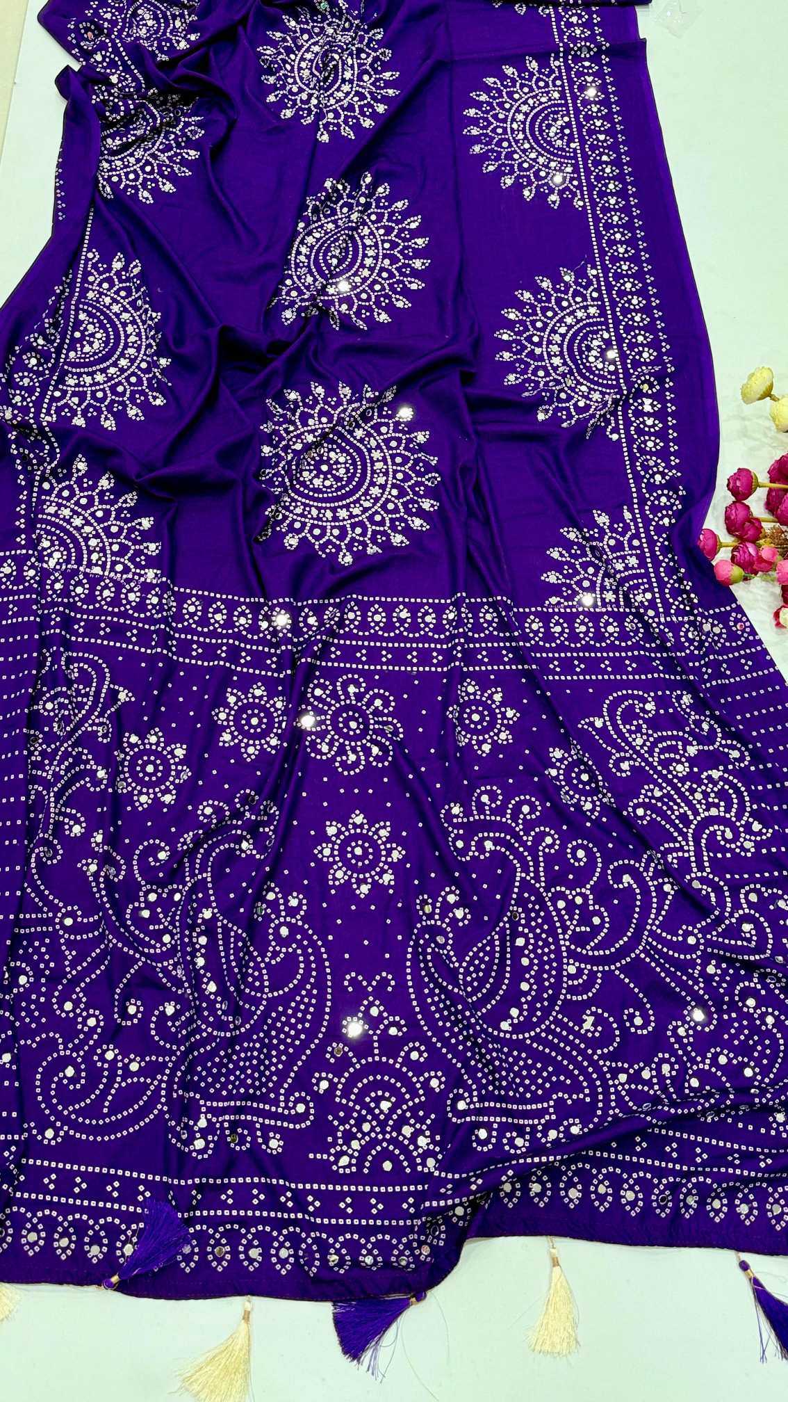 Satin Ajrakh Saree