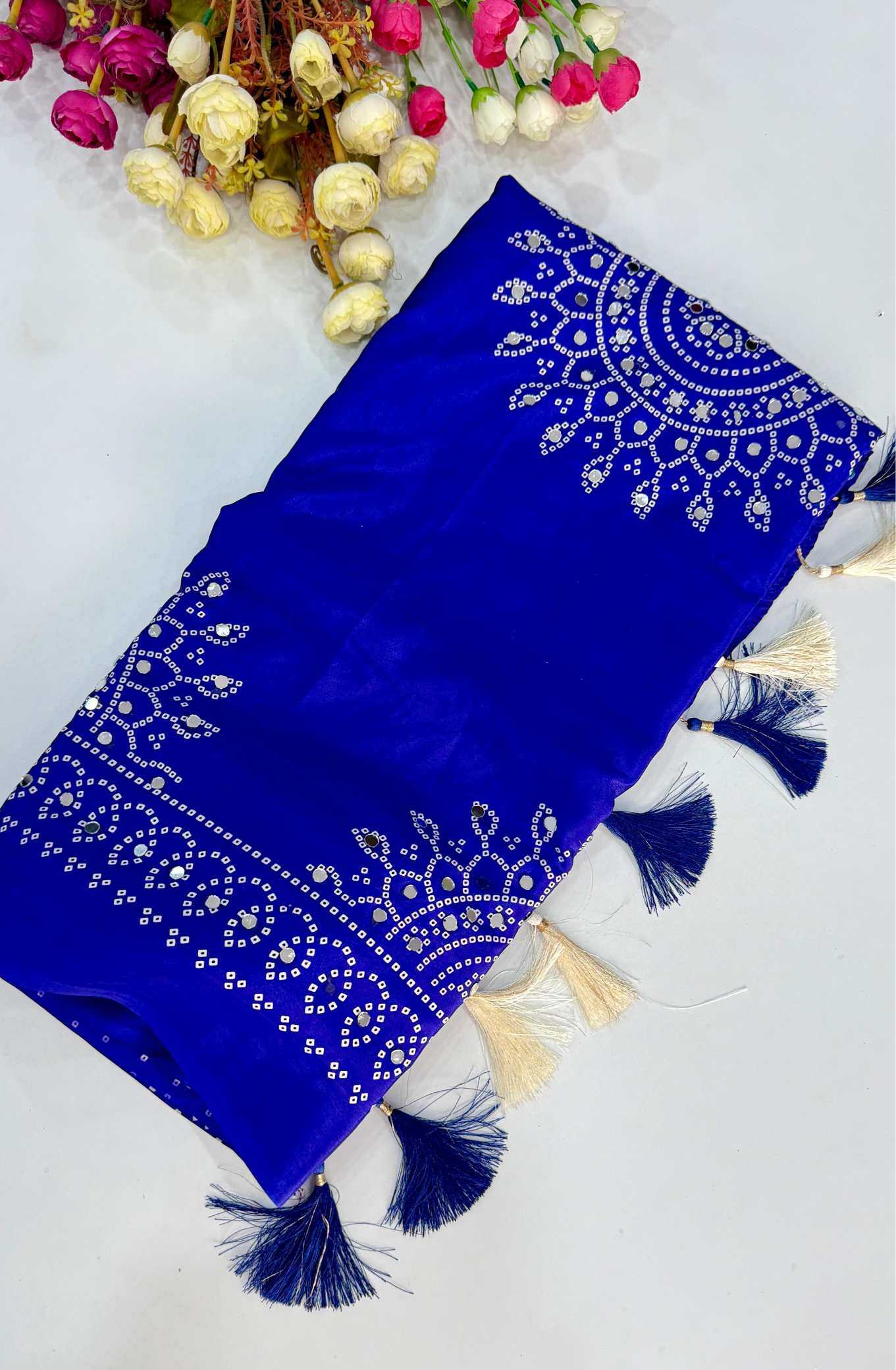 Satin Ajrakh Saree