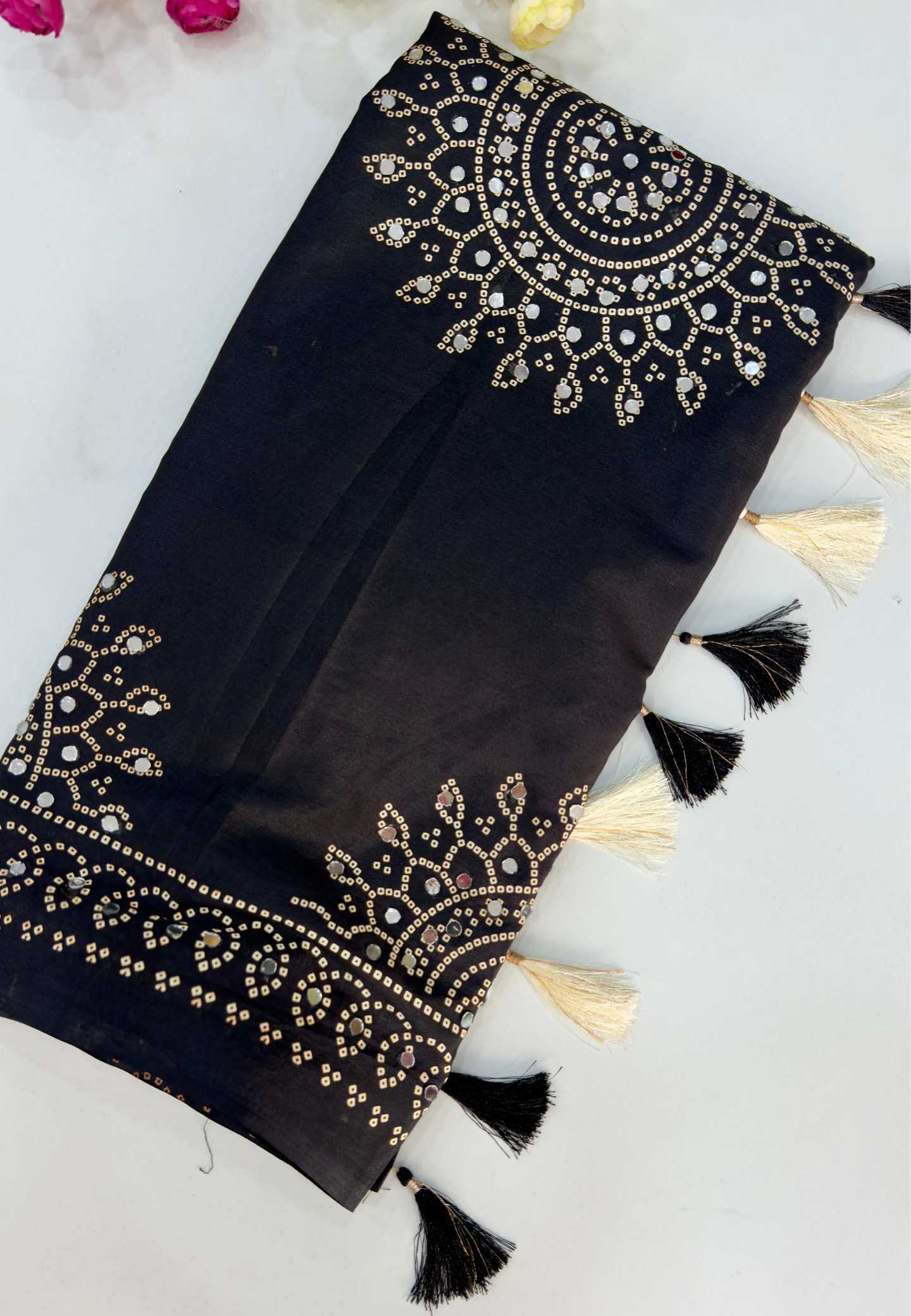 Satin Ajrakh Saree