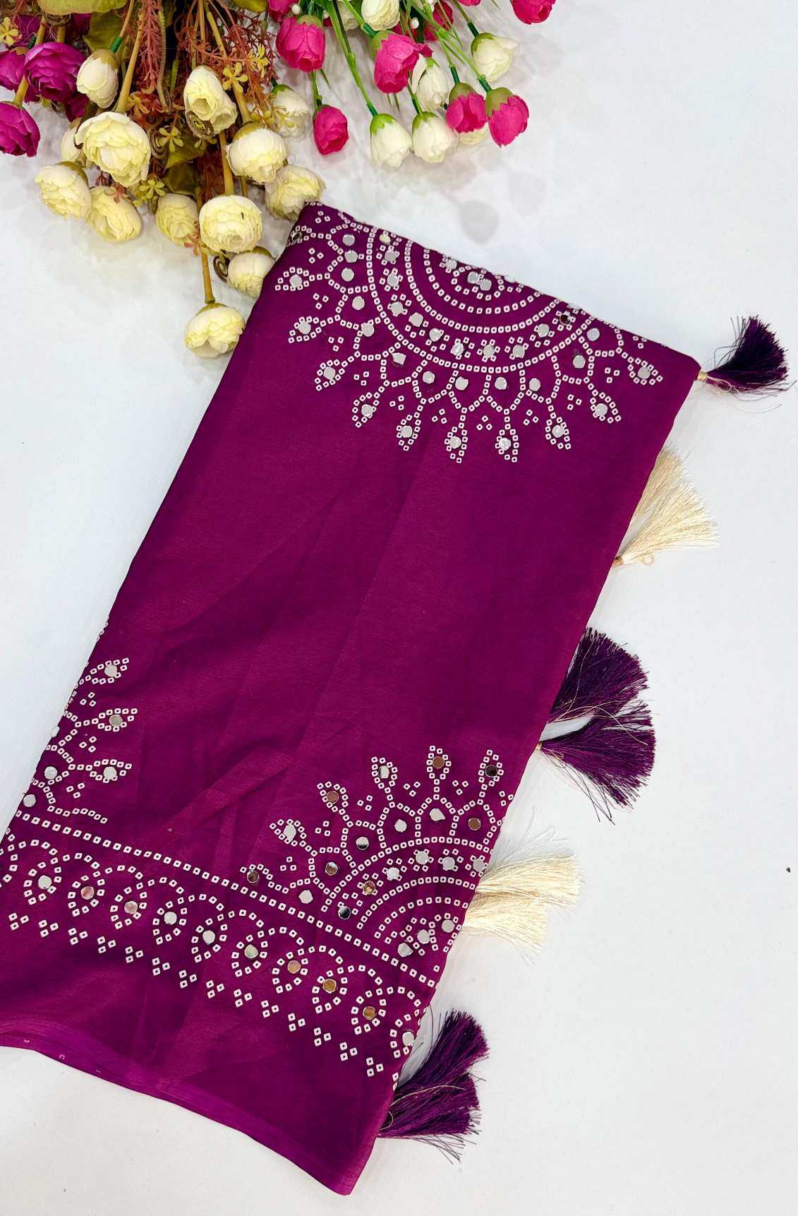 Satin Ajrakh Saree