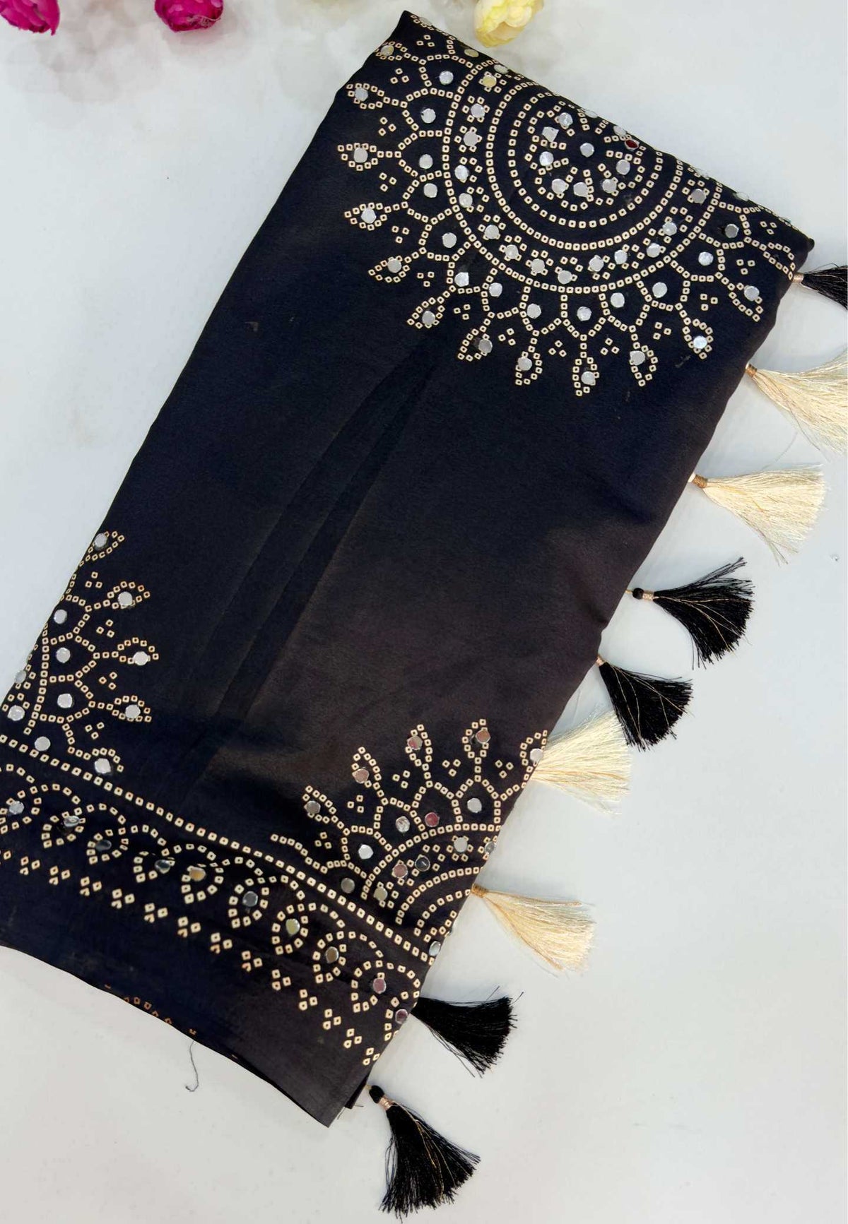 Satin Ajrakh Saree