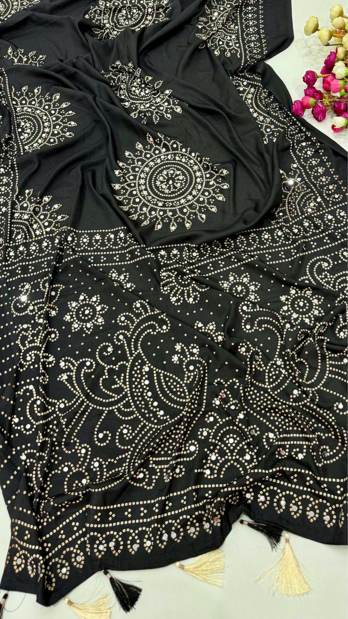 Satin Ajrakh Saree
