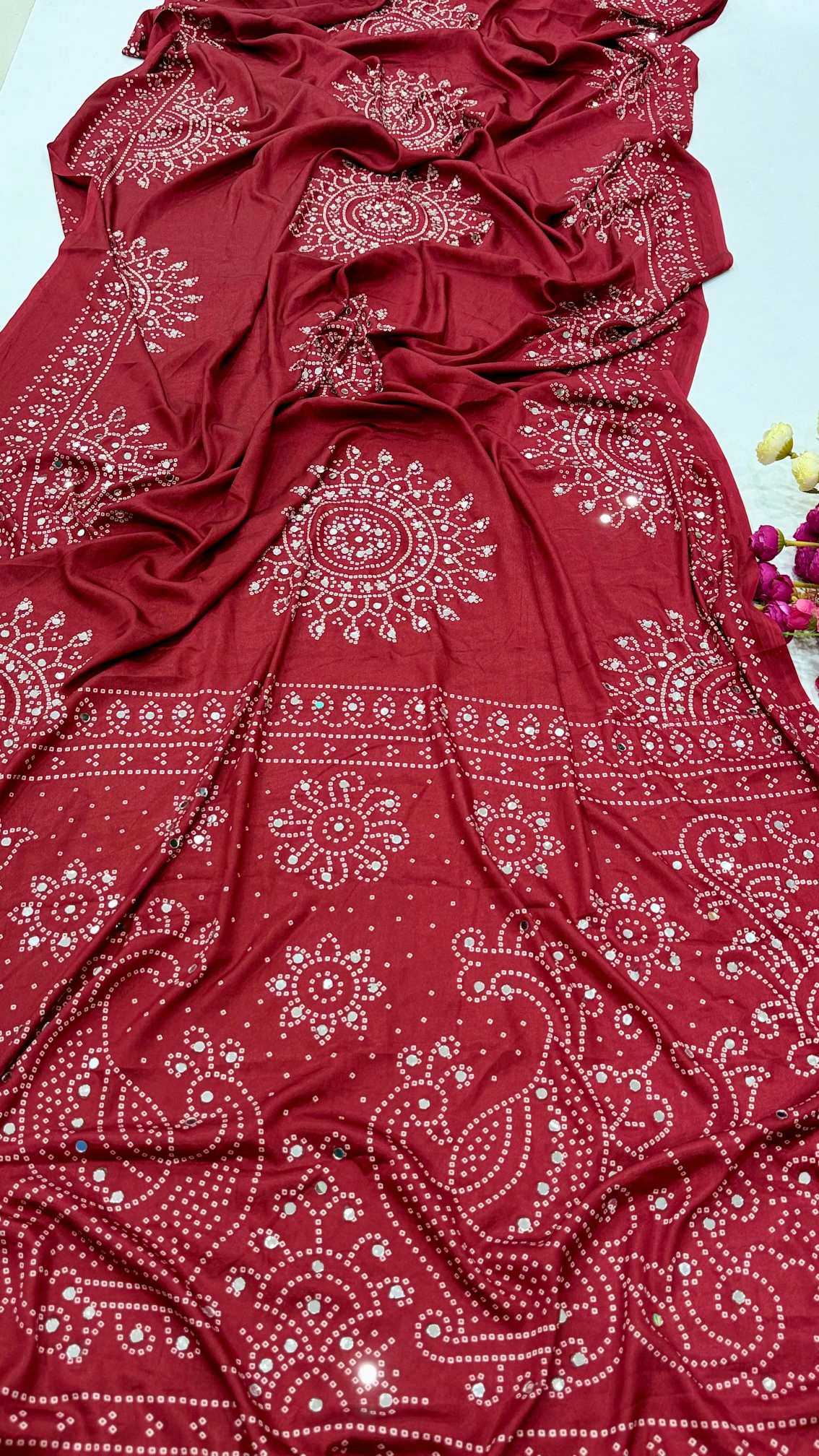 Satin Ajrakh Saree