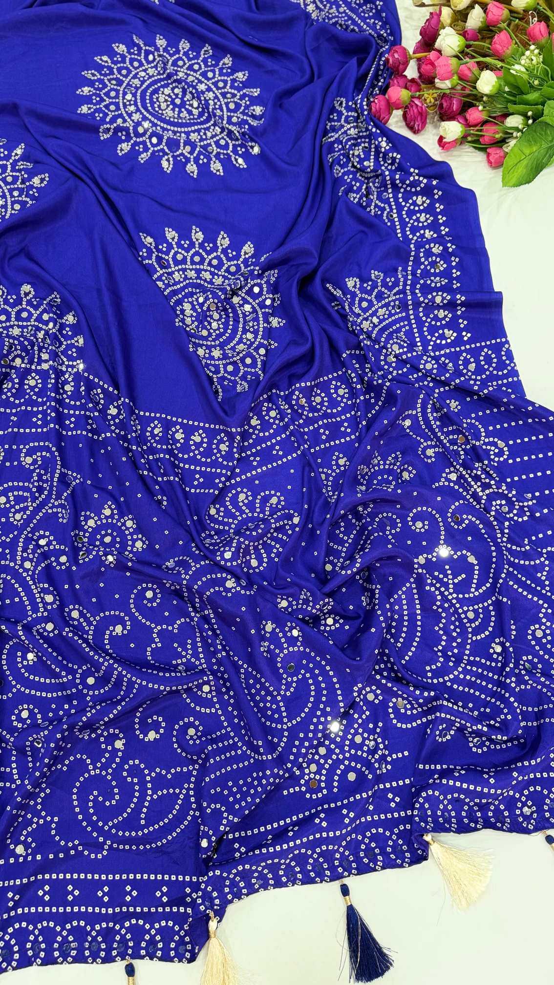 Satin Ajrakh Saree