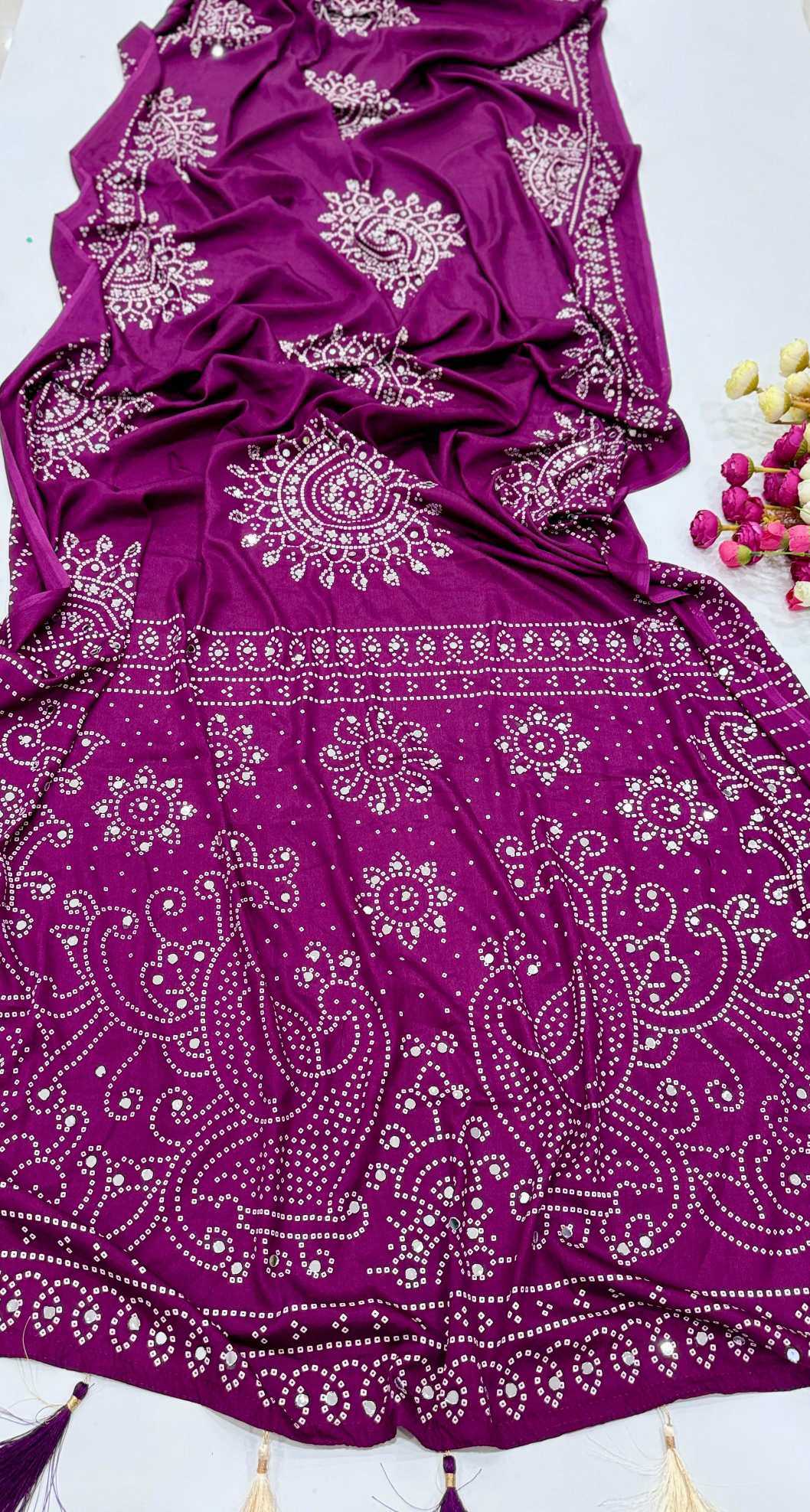 Satin Ajrakh Saree