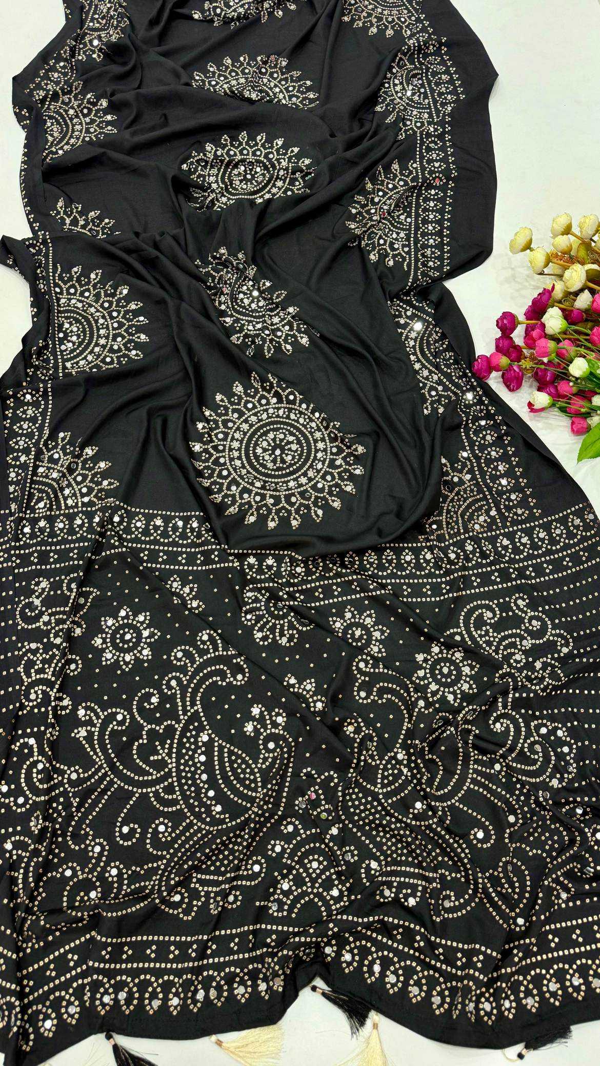 Ajrakh Tulips Satin Weightless Saree