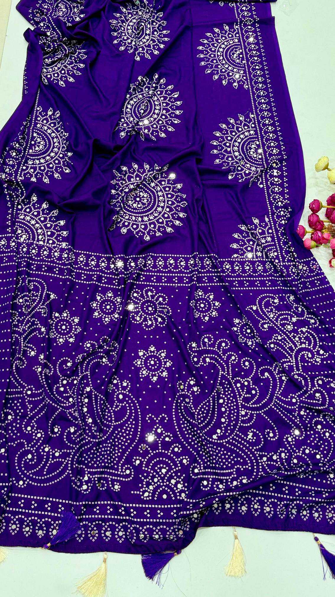 Ajrakh Tulips Satin Weightless Saree