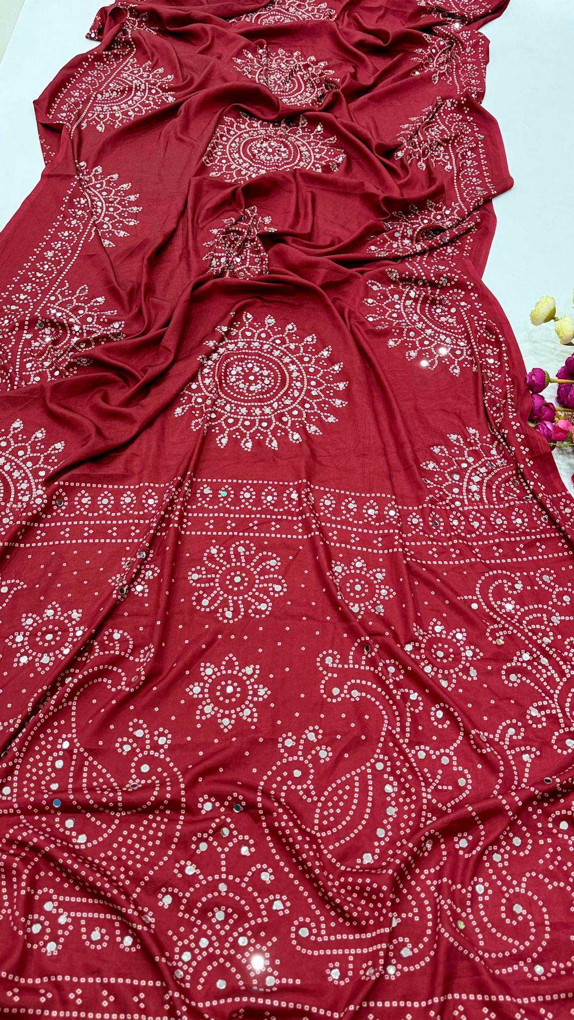 Ajrakh Tulips Satin Weightless Saree