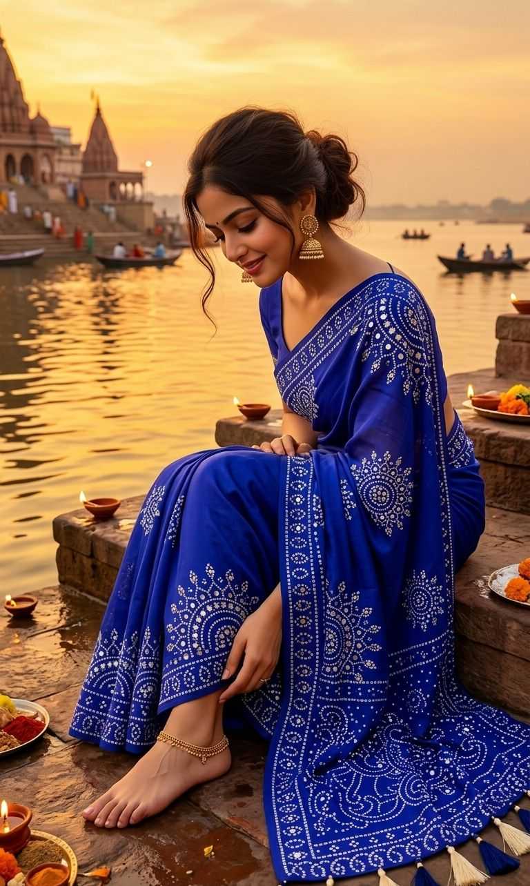 Ajrakh Tulips Satin Weightless Saree