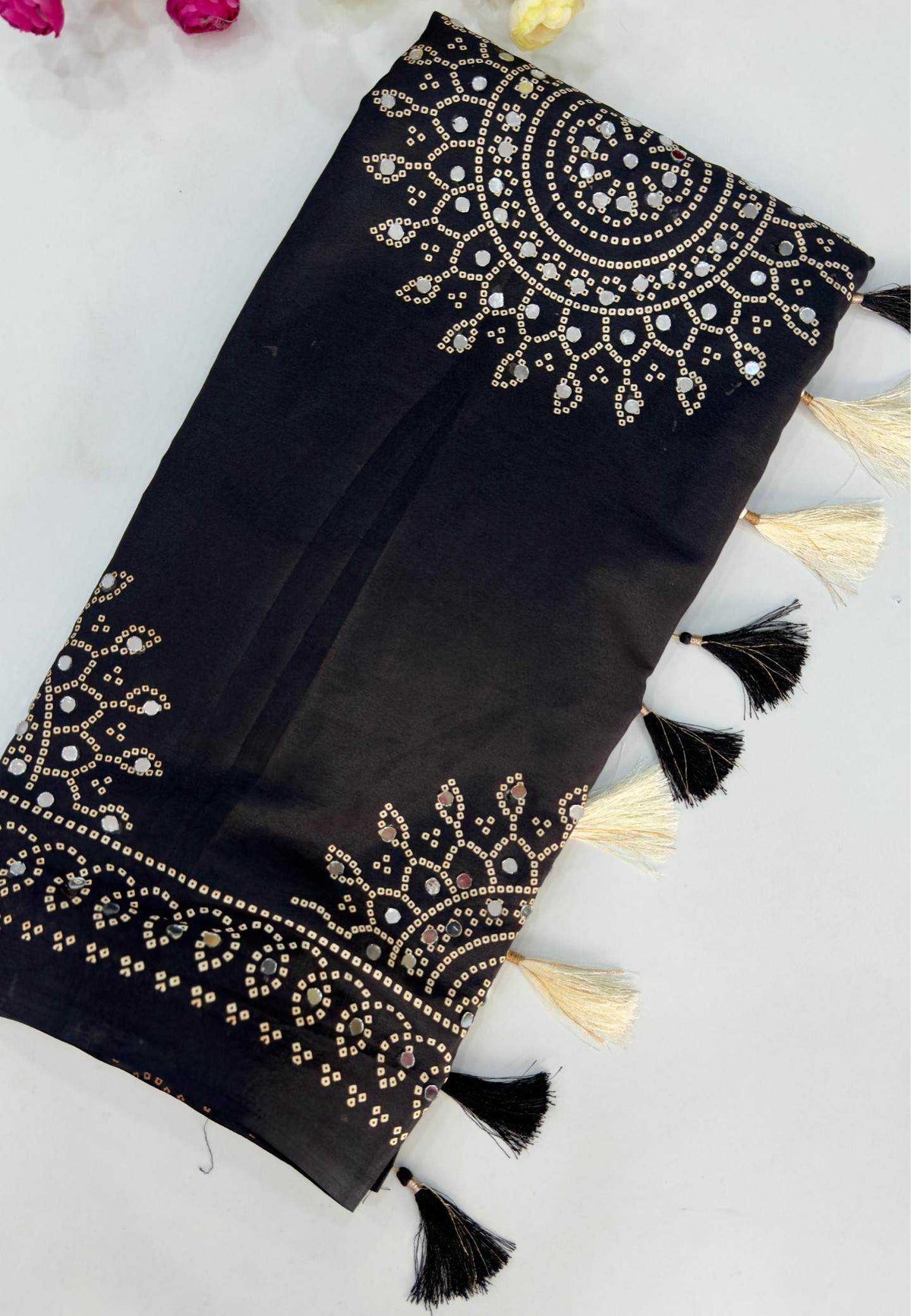 Ajrakh Tulips Satin Weightless Saree